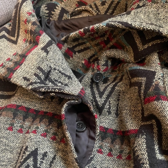 Mossimo Tribal Print Wool Wrap Coat Sz. Medium - Picture 4 of 9